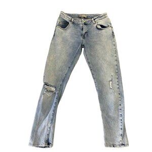 Zara Jeans Womens US 2 EUR 34 Light Blue Denim distressed jeans pants RN 77302